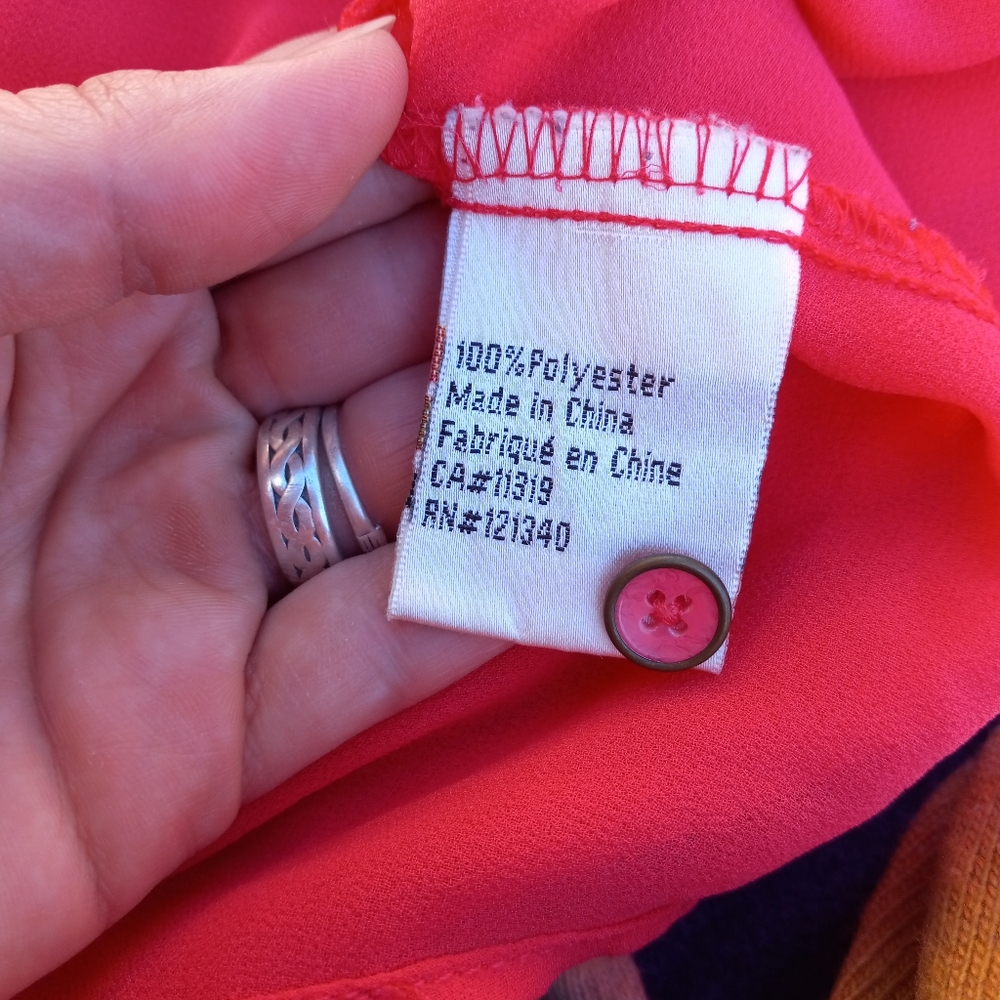 Pink button down sheer blouse - Picture 2 of 7
